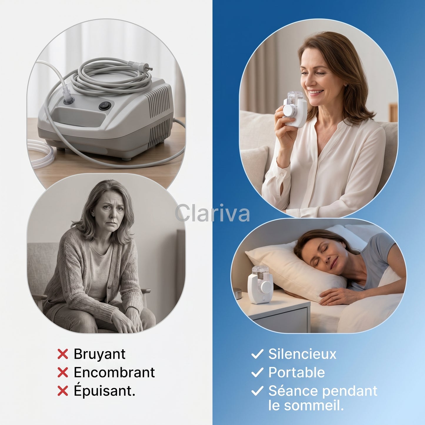 Clariva™ — Nébuliseur Portable Ultra-Silencieux